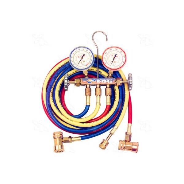 Four Seasons R134a Brass Fahrenheit Manifold Gauge Set w/ Coupler - Four Seasons 59198 59198 - main
